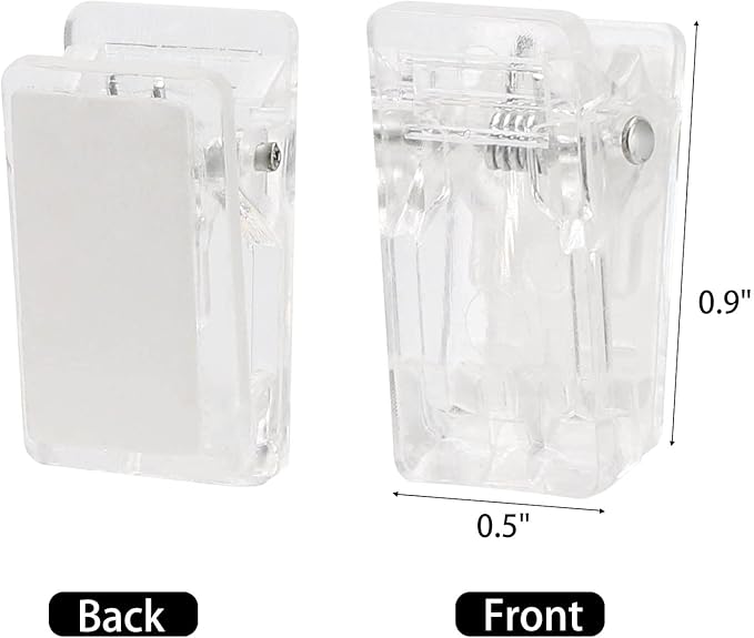 100 Pcs Self Adhesive Clips Wall Clips Tapestry Clips Plastic Sticky Photo Poster Clips Sticky Hanging Spring Clips for Home Office (Clear)