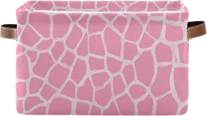 Aslsiy Storage Basket Abstract Modern Giraffe Print Nursery Bins Pink Baby Box Canvas Clothes Shelf Basket Laundry Hamper Gift Basket for Home Closet 1 Pcs