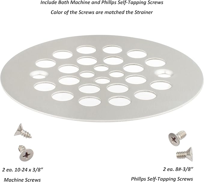 Artiwell 4-1/4“ Shower Strainer Drain Trim Set, Screw-in Shower Strainer Drain Cover, Plastic-Oddities Style Replacement Strainer Grid,Machine & Self-Tapping Screws Included (Brushed Nickel)