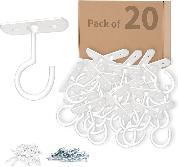 ASZUNE 2.5in Ceiling Hooks for Hanging Plants 20Pack White