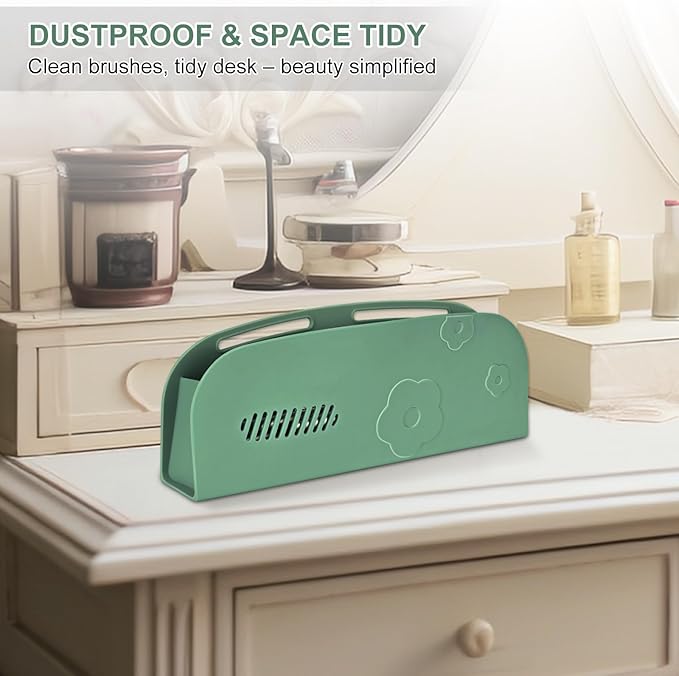 Travel Silicone Makeup Brush Holder with Breathable Lightweight Cosmetic Organizer Bag - Portable, Stylish, Versatile | Ideal Makeup Brush Case Pouch (Green)