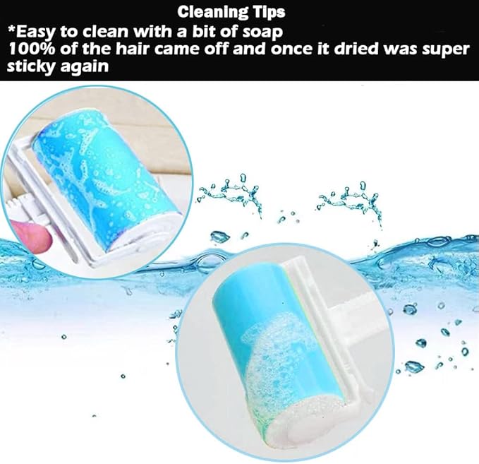 Washable Gel Lint Roller 4 Pack, Reusable Sticky Lint Roller Portable Dog Cat Pet Hair Remover Brush for Clothes, Pet Hairs, Travel Household, Car Seats