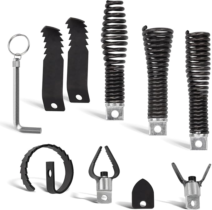 Drain Snake Drill Attachments - Drain Cleaner Combination Cutter Heads, Used in 50FT-100FT Electric Drain Snake, Suitable for 5/16-inch to 3/4-inch Drain Snake Cable for 1-4"Pipe,10 PCS