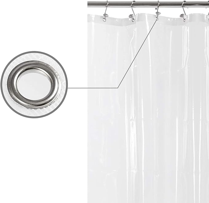 Barossa Design Short Shower Curtain or Liner with 6 Weighted Magnets, 72 x 66 inch Length, Heavy Duty PEVA, Waterproof, PVC Free, 12 Metal Grommets, Clear, 72x66