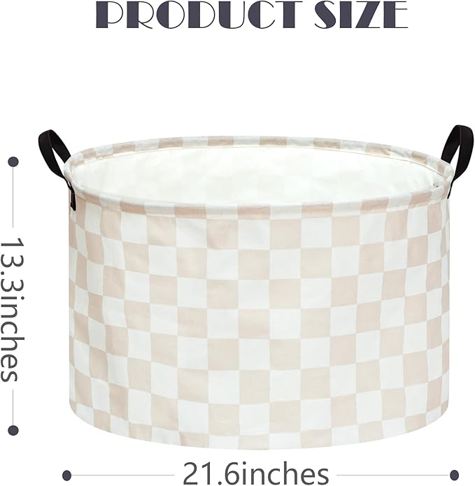 Checkered Storage Basket Extra Large 80L Kids Hamper Baby Laundry Basket Waterproof Toys Car Organizer Collapsible Canvas for Home/Dorm/Pet/Office/Closet/Shelf/Gift Baskets