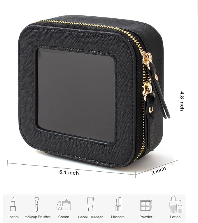 Small Clear Makeup Bag, Mini Makeup Pouch TSA Approved Toiletry Bag for Women Travel Makeup Bag Cute Clear Cosmetic Bag Waterproof Make Up Bag Organizer for Car Essentials