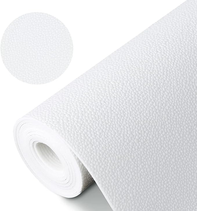 WochiTV Shelf Liner for Cabinets, Drawer Non Adhesive Non Slip Foam Mat for Kitchen, Pantry, Bathroom, Cupboard, Garage, Closet, Shelves, Drawer, Tool Box, White 23.6 x 236 inches