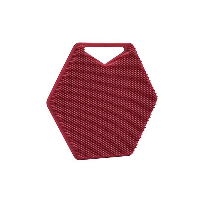 TOOLETRIES Body Scrubber - Silicone Exfoliating Scrubber - Bathroom & Shower Accessories for Men, Travel Essentials for Men - Durable & Long Lasting Body Wash Scrubber - Burgundy