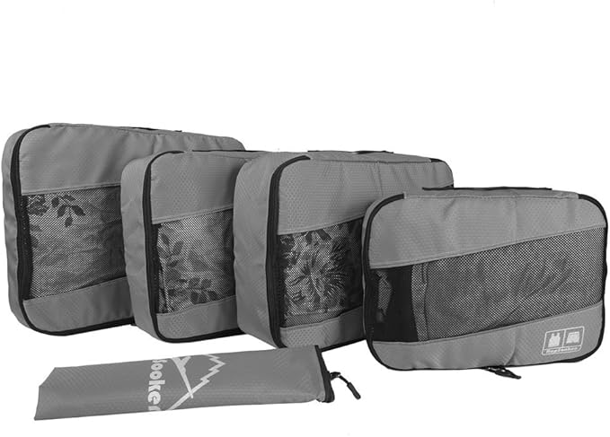 5 Set Packing Cubes for Travel Large Suitcase Luggage Organizer Bags Travel Accessories Vacation 4 Cubes 1 Laundry Pouch Bag