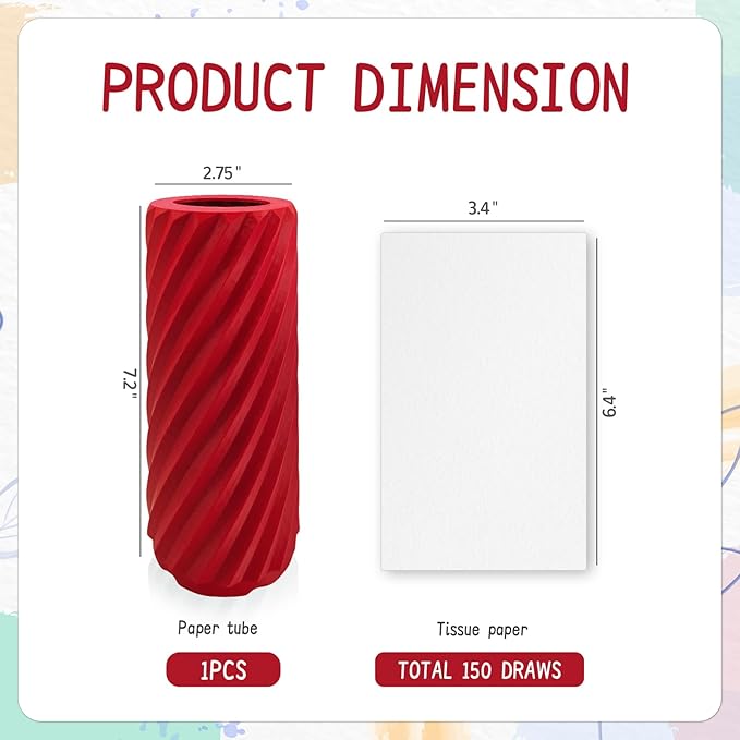 Car Tissue Holder, Refillable Round Cylinder with 3 Tissue Packs, Universal Fit for Vehicle Cup Holder, Home & Office, Car Accessories Interior (Red)