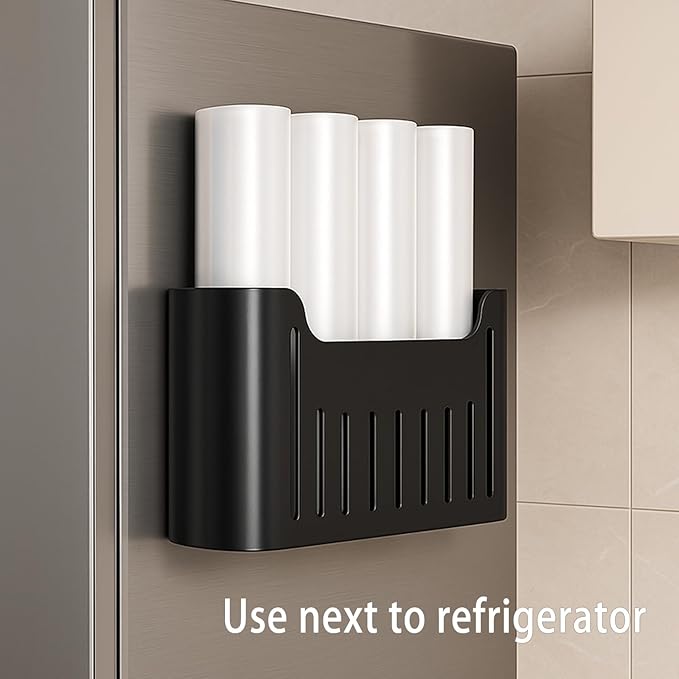 Kitchen Cabinet Door Storage Box, Self-Adhesive Wall-Mounted Storage Box, Wardrobe/Bathroom/Refrigerator Small Item Organizer (Black)