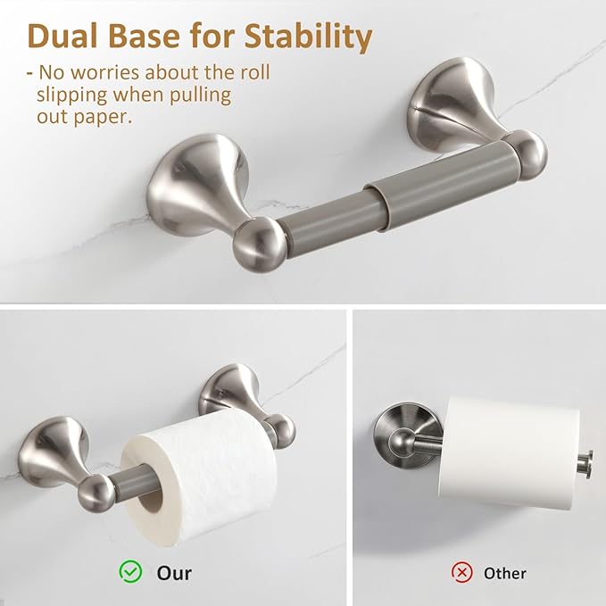 BGL Bathroom Accessories Set, Glossy Satin Nickel Expandable Towel Bar, 4-Piece Bathroom Accessory Set Wall Mounted, Towel Ring, Robe Hook, Toilet Paper Holder, Towel Holder