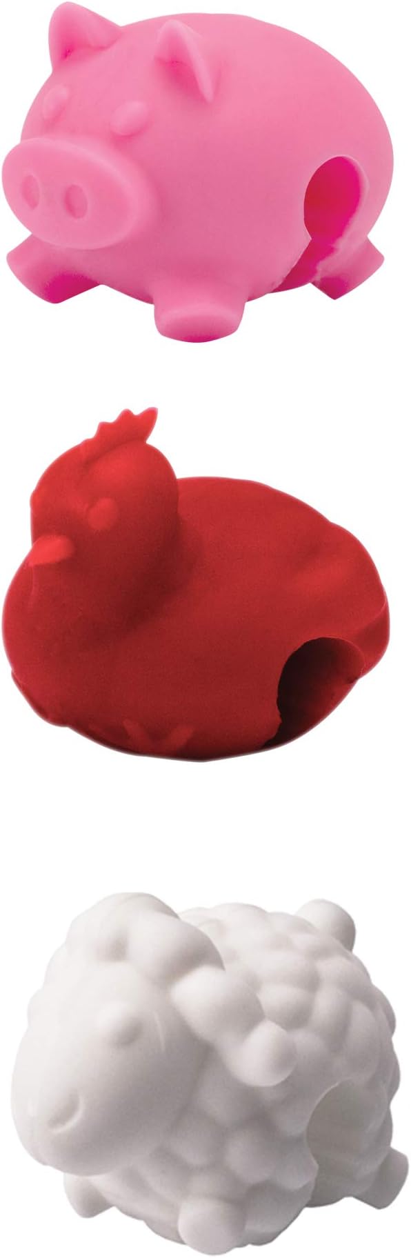 Tovolo Silicone Pot Lid Lifter Holder Farm Animals Heat Resistant Spill Proof Kitchen Gadget to Prevent Boiling Over and Release Steam Cute Decorative Pan Cover Stand Pot Clip Keeps Lid Open, Set of 3