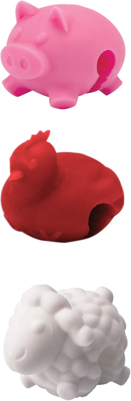 Tovolo Silicone Pot Lid Lifter Holder Farm Animals Heat Resistant Spill Proof Kitchen Gadget to Prevent Boiling Over and Release Steam Cute Decorative Pan Cover Stand Pot Clip Keeps Lid Open, Set of 3