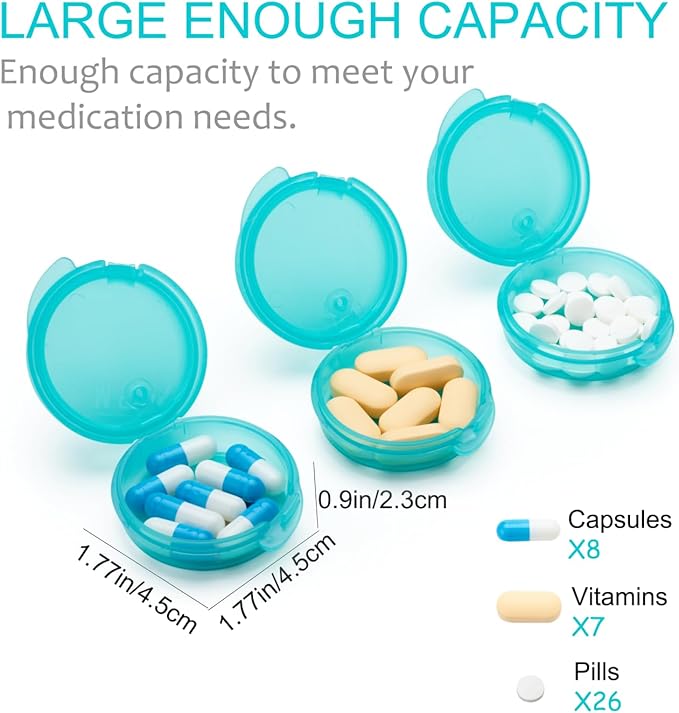 Small Pill Case for Purse Pocket (6 Pack), Double-Layer Pill Box, Portable Medicine Organizer Travel Pillbox, Cute Pill Container Holder,Multifunctional Mini Storage Box (Green)