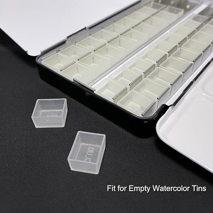 150Pcs Transparent Plastic Empty Watercolor Half Pans – 2ML Capacity, Refillable Paint Pans for DIY Solid Watercolors, Gouache – Fits Metal Watercolor Tins & Travel Palette Box
