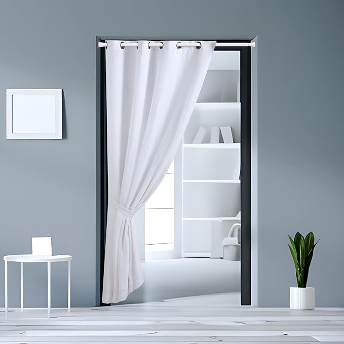 Tension Rod for Windows 28 to 48 Inch,Spring Curtain Rods No Drilling 7/8" Diameter White Tension Rods Adjustable Curtain Rods Expandable Pressure Spring Tension Rods for Closet, Doorway