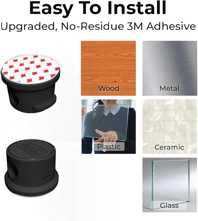 BLACK+DECKER Magnetic Cord Organizer Holder, 6 Pack Magnetic Cable Clips, Under Desk Cable Management, Strong Adhesive Cord Holder for Nightstand Kitchen Appliances Car Wall Office (Black)