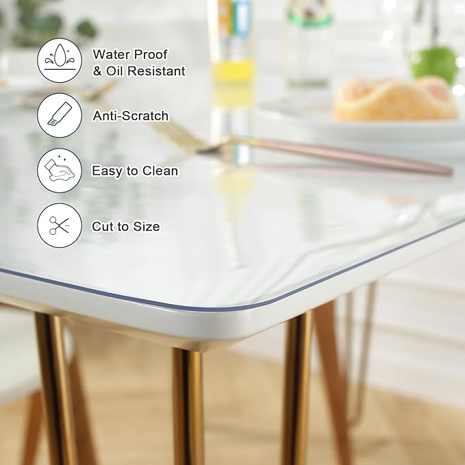 LovePads Clear Desk Mat 12 x 54 Inch, 1.5mm Thick Clear Table Protector, Waterproof Plastic Table Cover Protector, PVC Desk Protector Mat, Vinyl Desk Cover for Desktop, Coffee & Dining Table