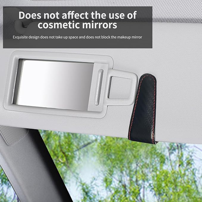 Magnetic Leather Sunglass Holder for Car, Sunglasses Clip for Car Visor, Auto Interior Accessories Universal for Different Size Eyeglasses (Carbon Fiber)