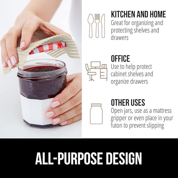 GORILLA GRIP powerGRIP Drawer Shelf and Cabinet Liner, Thick Strong Hold, Non-Adhesive Liners Protect Kitchen Cabinets and Cupboard, Bathroom Drawers, Easy Install, Breathable Mat, 17.5" x30', Cream