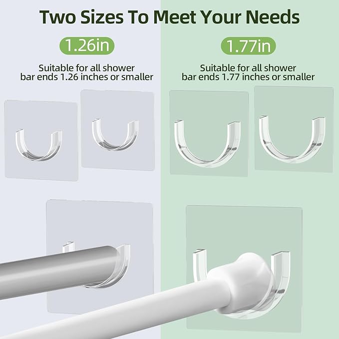 4 Pack Shower Curtain Rod Holder for Wall, Waterproof Shower Rod Holder with Strong Adhesive, Tension Curtain Rod Bracket No Drilling,Transparent(Rod Not Included)