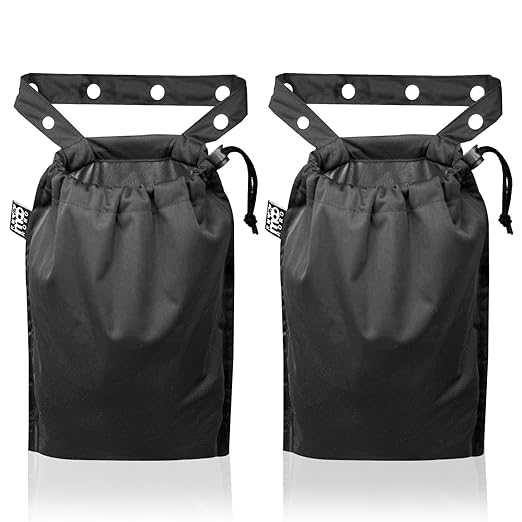 2 Pack Leakproof Car Trash Bags Detachable Waterproof Garbage Bags with Drawstring Hanging Organizer for Back Seat & Travel Black