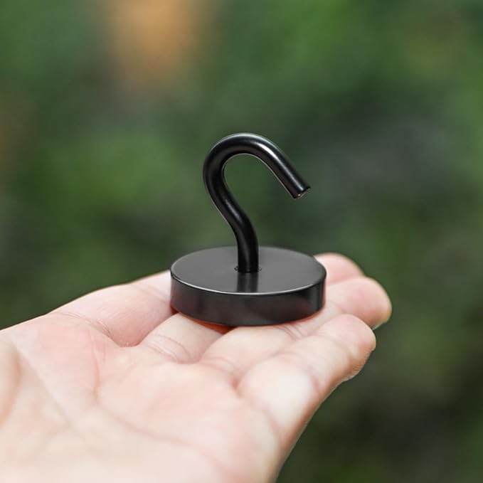 Neosmuk Magnetic Hooks, Cruise Ship Essentials, 120lb+ Heavy Duty Magnetic Hooks for Cruise Cabins, Refrigerator, Grill, Hanging, and Travel | Extra Strong Must-Haves Magnet Hook,Black