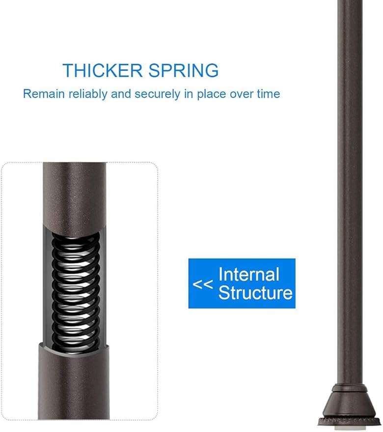 Amazer Shower Curtain Rod 42-72 inches Adjustable Shower Rod Tension Spring Curtain Rod No Drill for Bathroom Bedroom Window Closet Doorway, Light Bronze