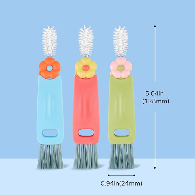 3 in 1 Bottle Gap Cleaning Brush, Multifunctional Cup Lid Gap Cleaner, Portable Crevice Cleaning Brush Set, Suitable for Household Use and Carry Outdoors, for Bottle Gap Tight Spaces Cup(Blue)