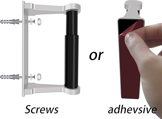 D&Joy Bathroom Toilet Paper Holder, Matte Silver Wall Mount Toilet Paper Roll Holder with Spring Loaded Roller, Aluminum Self-Adhesive Toilet Tissue Holder 5-inch TP Holder for Bathroom Kitchen