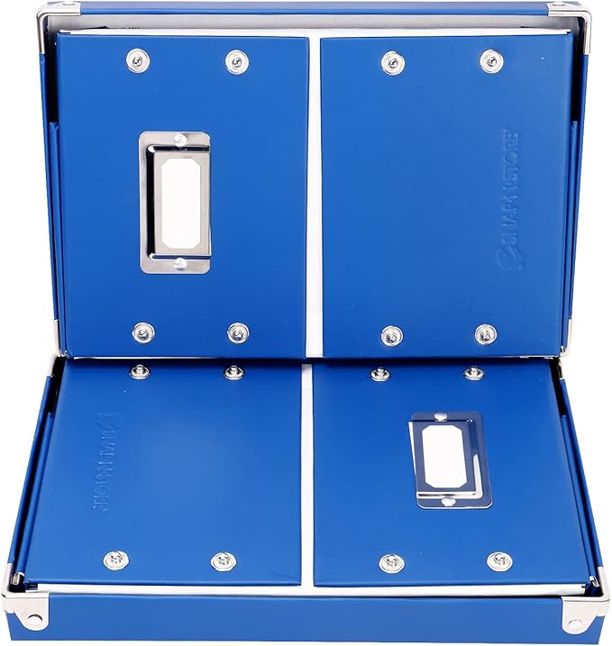 Snap-N-Store Index Card Holder Storage Box - Collapsible Organizer Box fits 1100 Flash Cards - Business, Recipe, or Note Card - 4 x 6, 2 Pack, Classic Blue