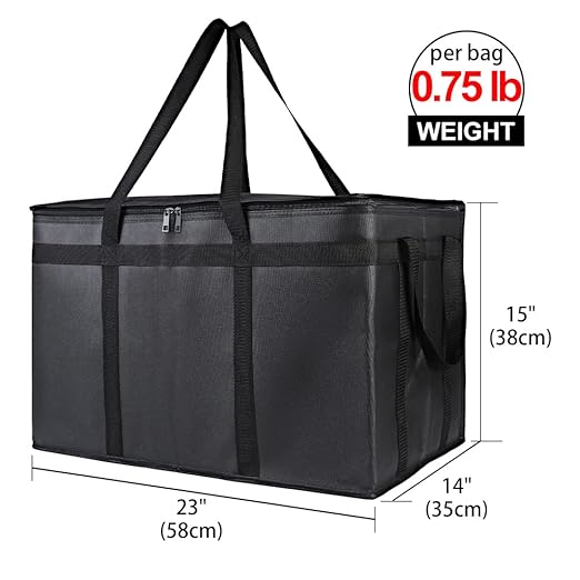 Bodaon Insulated Food Delivery Bag, XXXL Pizza Delivery Bags for Hot and Cold Food, Commercial, Large Capacity Reusable Warming Bag, Catering Cooler Bag for Rideshare, Warmers for Parties (Black, 1Pk)