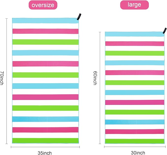Exclusivo Mezcla Microfiber Quick Dry Beach Towel, Large Lightweight Sandfree Pool Towel for Swimming Camping Travel with Bag (Multicolor, 30x60 Inches)