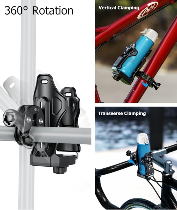 Kewig Anti-Theft Motorcycle Cup Holder, Extra Large Adjustable Size Bike Water Bottle Holder for 1.95-3.6" Diameter Bottles, Drink Holder for Stroller, Moto, Bicycle, Scooter, Wheelchair