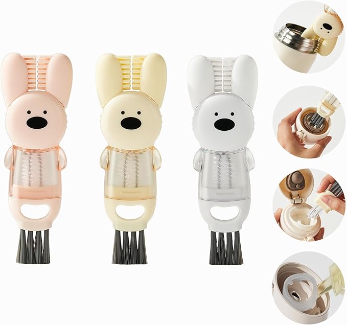 3 PCS 4 in 1 Cup lid Cleaning Brush, Cup Cleaner Brush，Multifunctional Bottle Brush, Crevice Cleaning Brush, Kitchen Crevice Cleaning