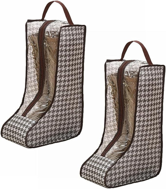 Travel Shoe Bags Tall/Short Boots Storage Bags Dust-proof Shoe Storage Organizer Shoe Pouch with Zipper for Travel and Daily (2-pack tall grid)