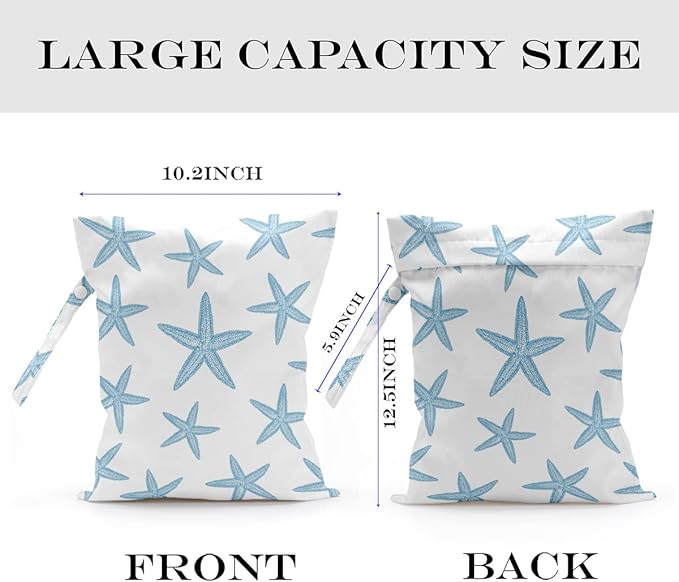 Wet Bag, Wet Dry Bag, Wet Bag for Swimsuit Travel Beach Pool Dirty Yoga Gym Clothes Makeup Bag Beach Wedding Supplies Waterproof Reusable Shell Pearl Starfish Gifts