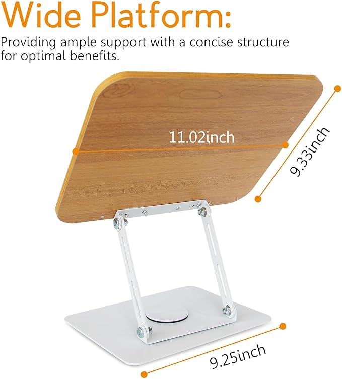 trophable Book Stand for Reading Cookbook Stand Book Holder with 360 Rotating Base Page Clips Book Display Stand for Recipe Sheet Music Laptop Drawing Tablet