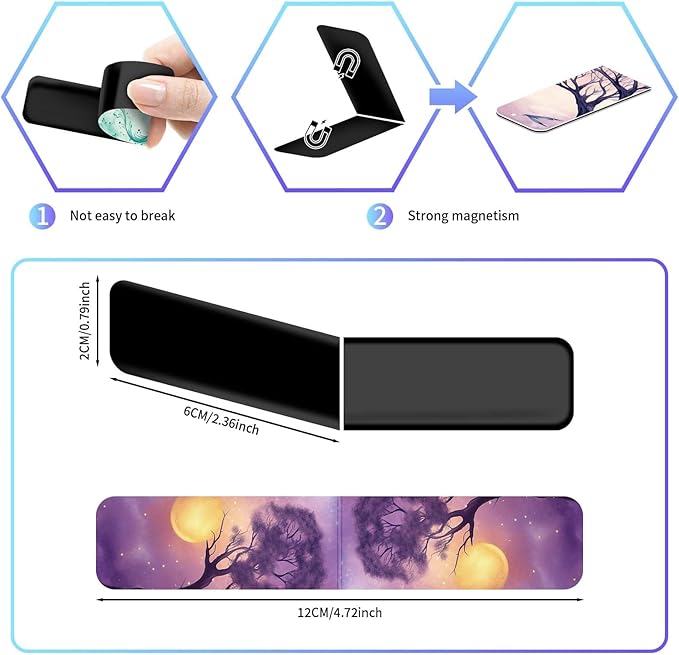 96 Pieces Magnetic Bookmarks Magnet Page Markers - Book Marks for Reading Women & Men with Storage Boxes - Cute Magnet Bookmark Clips for Reading Pleasure（Sky）