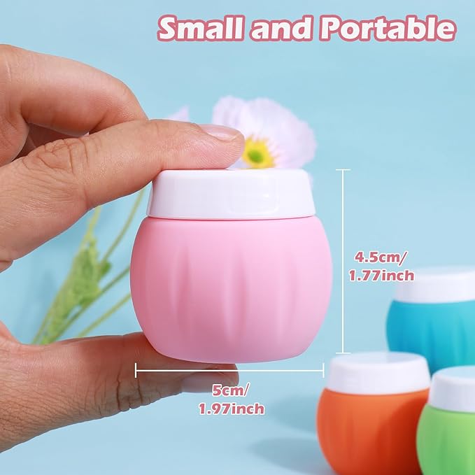 Travel Containers for Toiletries, GLAMFIELDS TSA Approved 1.7oz 50ml Travel Size Silicone Cream Jars BPA Free, Leak-proof Travel Essentials with Lid for Cosmetic Face Hand Body Cream Orange (4 Pack)