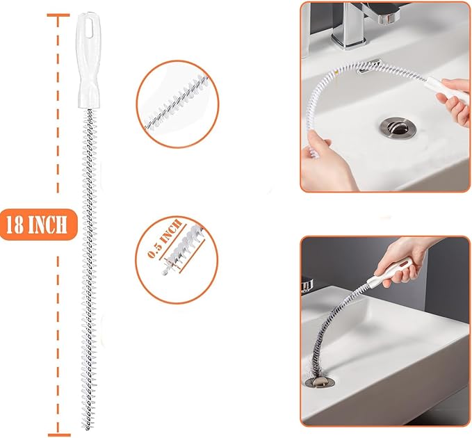 Drain Snake，Plumbing Drain Clog Remover, Gutter Cleaning Tools for Toilet Shower Kitchen Bathroom Tub, Clogged Drains Opener Cleaning Tool, Flexible Grabber Claw Pick Up Reacher (61 IN)