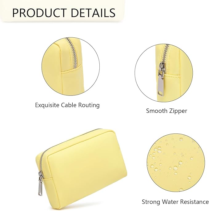 Waterproof Makeup Bag Large Capacity Women's Classic Black Wash Bag Adjustable Partition Wash Bag Brush and Cosmetic Carrying Bag… (Yellow)