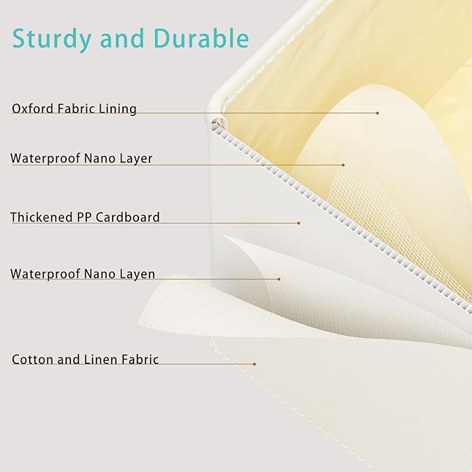 Storage Bins with Zipper, Cube Organizer Basket with Lid, Collapsible Stackable Closet Boxes, for Home and Bedroom, 4 Pack, Beige, 15.7 x 11.8 x 7.9 In, XSNY16BEL-4