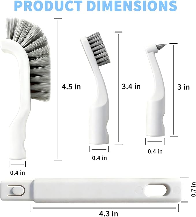 Crevice Cleaning Brush, Small Grout Cleaner Brush Tools with 4Pcs Repalceable Scrub Brushes & 2 Handles, Grout Cleaning Brushes Set for Home Kitchen Sink Bathroom Corner Window Groove Cup Teapot