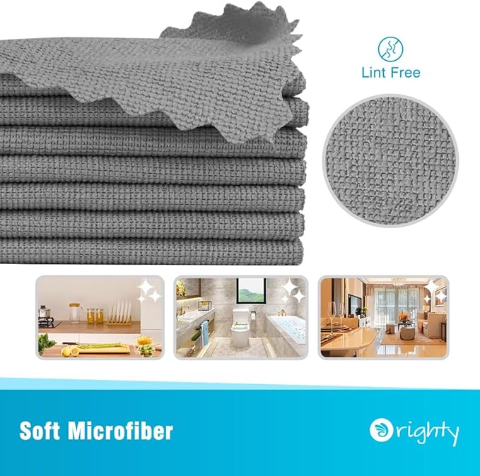 Orighty Microfiber Cleaning Cloth, 800 Pack Highly Absorbent Cleaning Rags, Household Cleaning Supplies, Reusable Microfiber Towels Lint Free Cloths for House, Kitchen, Car Care, 12x11 inch, Grey