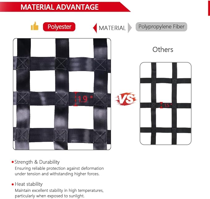 Surmountway Heavy Duty Cargo Net with Mesh (72" x 57"), 1100LBS Capacity, Adjustable Cam Buckles & S-Hooks for Trucks & Trailers