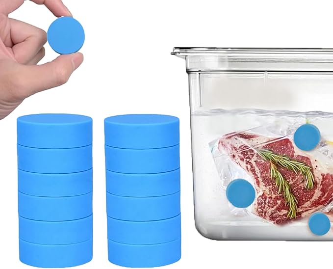 T-mark 4/12 Pack Sous Vide Magnets, Keep Bags Submerged and in Place-Prevent Floating Bags and Undercooking Food Safe Silicone and Stainless Steel Better Performance than Magnets, Clips or Rack(12