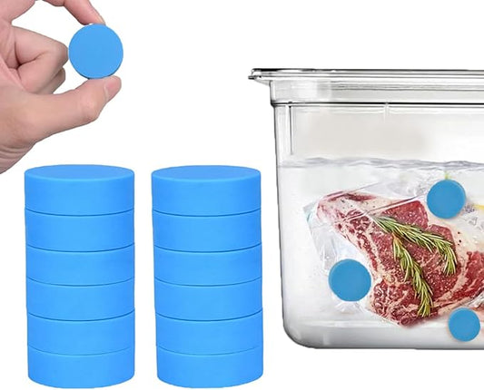 T-mark 4/12 Pack Sous Vide Magnets, Keep Bags Submerged and in Place-Prevent Floating Bags and Undercooking Food Safe Silicone and Stainless Steel Better Performance than Magnets, Clips or Rack(12