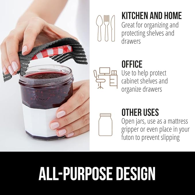 GORILLA GRIP powerGRIP Drawer Shelf and Cabinet Liner, Thick Strong Hold, Non-Adhesive Liners Protect Kitchen Cabinets and Cupboard, Bathroom Drawers, Easy Install, Breathable Mat, 12" x30', Charcoal